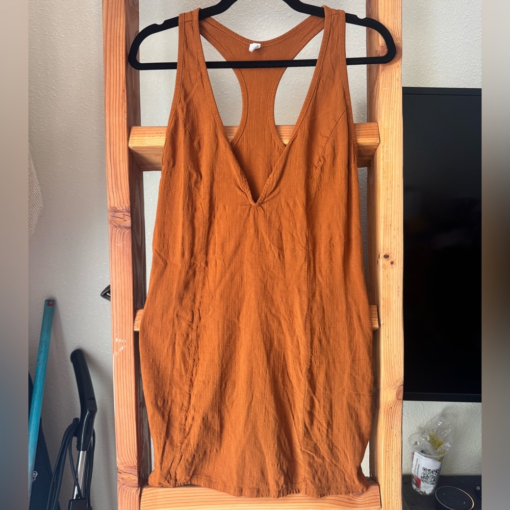 Free People Intimately Rust Tunic Tank Top Racerback V-Neck Medium